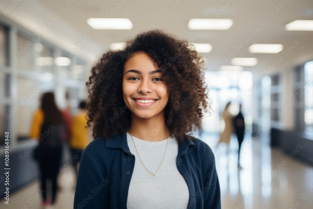Smiling portrait of a young female African American student Smiling portrait of a young female African American student