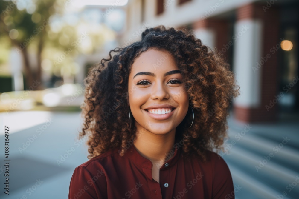 Smiling portrait of a young female African American student Smiling portrait of a young female African American student