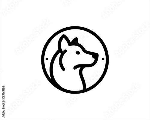 Minimalist lines outline dog logo design icon symbol vector illustration. photo