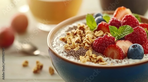 Delicious smoothie bowl breakfast feast kitchen food photography bright and inviting close-up healthy eating lifestyle