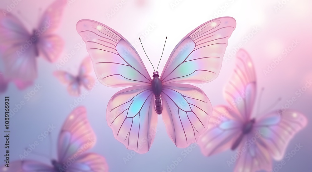 Obraz premium A butterfly with a rainbow colored body flies in the air