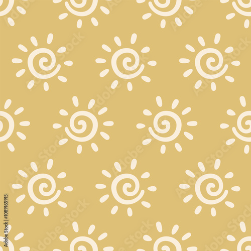 Boho Aztec Sun Seamless Pattern Tribal Background