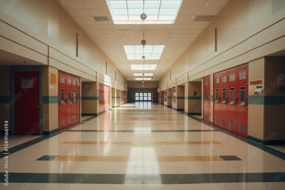 Interior of a highschool empty hallway Interior of a highschool empty hallway