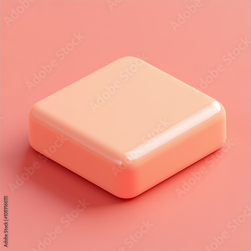 Minimalist Peach-Colored Geometric Shape on a Vibrant Coral Background