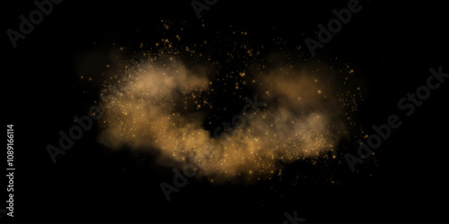 Sandy-smoke clouds with dust and fine particles. PNG Dune, sand storm, clusters of powder. Realistic vector illustration of desert storm - flying saw dust with small dirt particles under the influence
