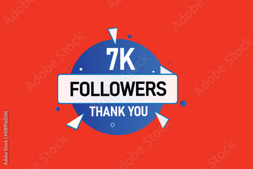 thank you 7k followers, vector, illustration, social, media, post, subscribers, followers animation design, banner, premium, background 