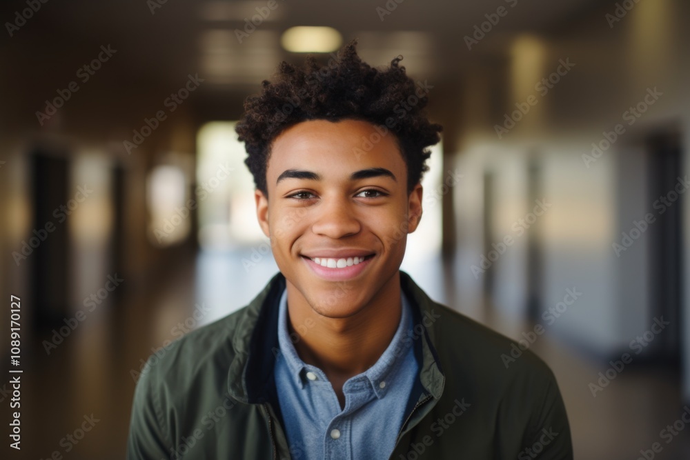 Obraz premium Smiling portrait of a young male African American student