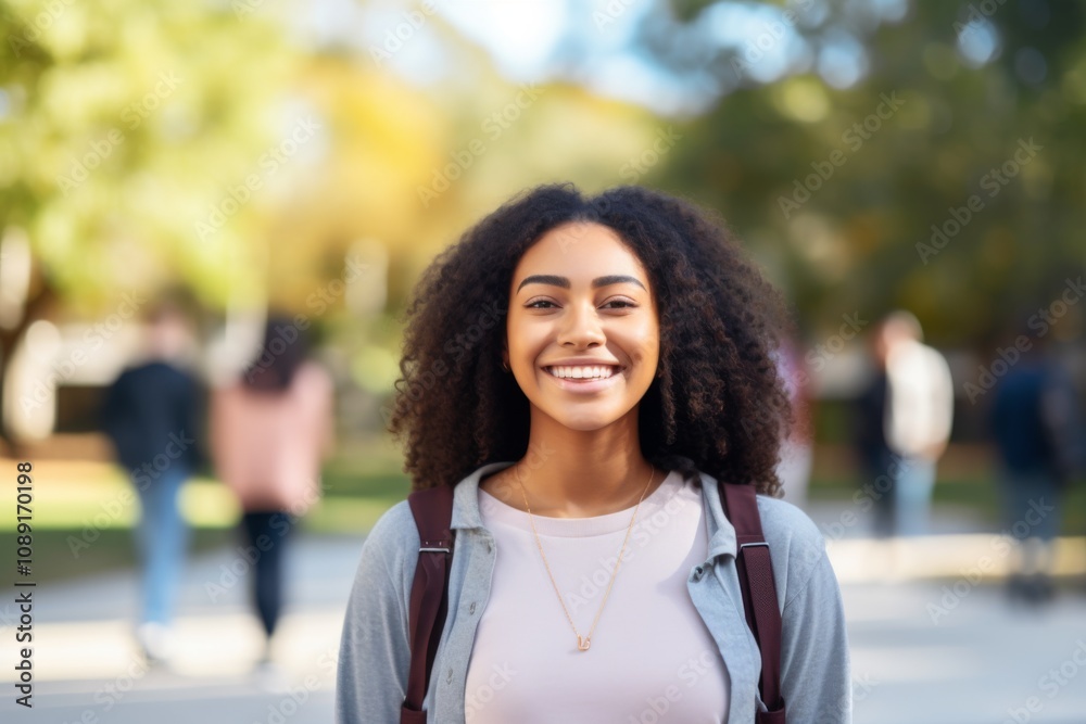 Smiling portrait of a young female African American student Smiling portrait of a young female African American student