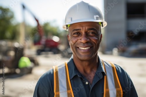 Portrait of a middle aged businessman on construction site