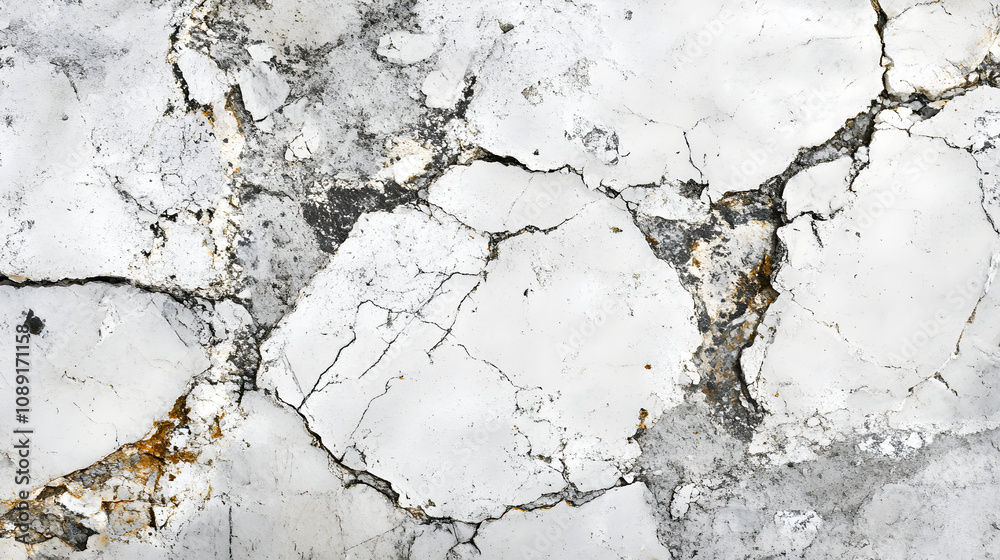 Textured white and gray marble surface with cracks and imperfections Textured white and gray marble surface with cracks and imperfections