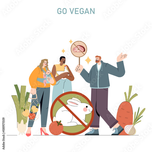 World Vegan Day. Flat Vector Illustration