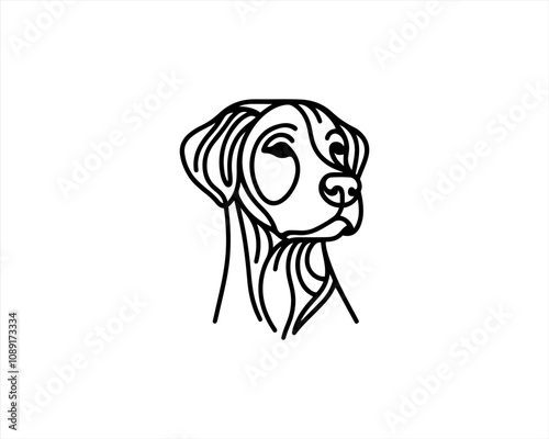 Minimalist lines outline dog logo design icon symbol vector illustration.