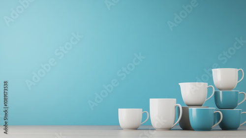 Aesthetic Display of Handmade 3D Cups on a Smooth Gradient Background Perfect for Craft and Design Projects