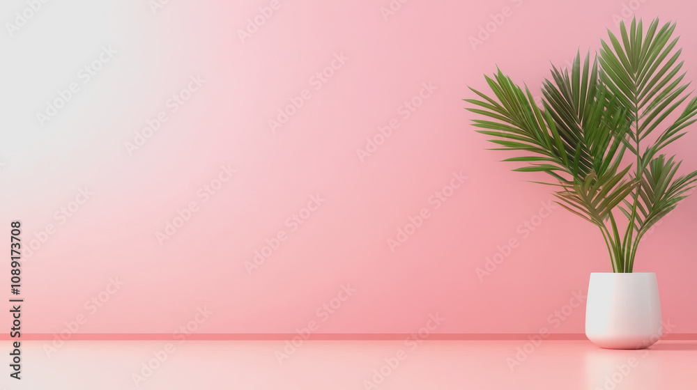 Elegant Minimalist Design Featuring a Potted Plant Against a Smooth Pink Gradient Background, Perfect for Stylish Home Decor or Interior Design Projects Elegant Minimalist Design Featuring a Potted Plant Against a Smooth Pink Gradient Background, Perfect for Stylish Home Decor or Interior Design Projects