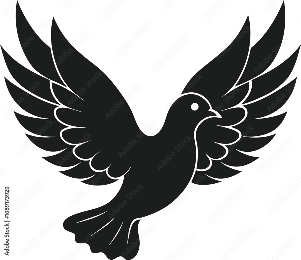 Fototapeta premium Peaceful Dove Silhouette with Outstretched Wings Vector Illustration