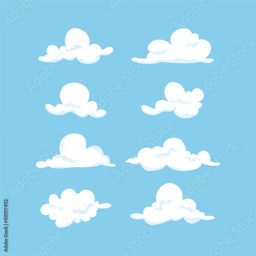 Cloudscape in flat style collection set item
