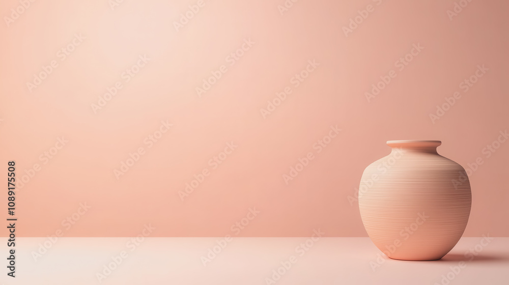 Elegant Handmade 3D Ceramic Vase on a Smooth Soft Background Highlighting Creativity and Artistry in Contemporary Design Elegant Handmade 3D Ceramic Vase on a Smooth Soft Background Highlighting Creativity and Artistry in Contemporary Design