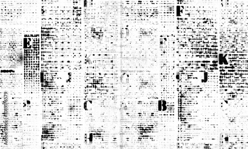 Newspaper with old grunge vintage unreadable halftone text paper texture vector background