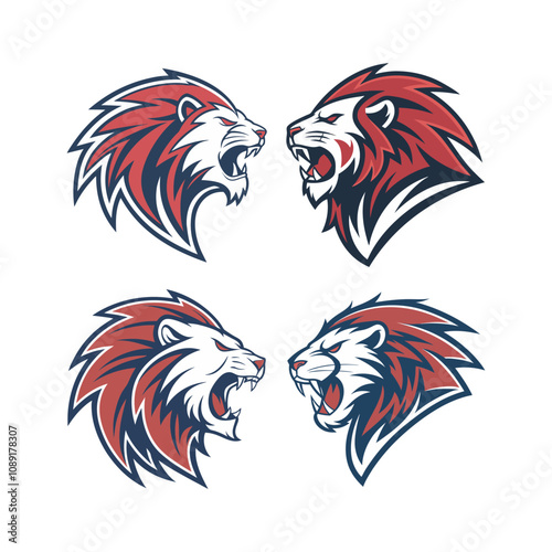 Lion head mascot logo powerful and bold design