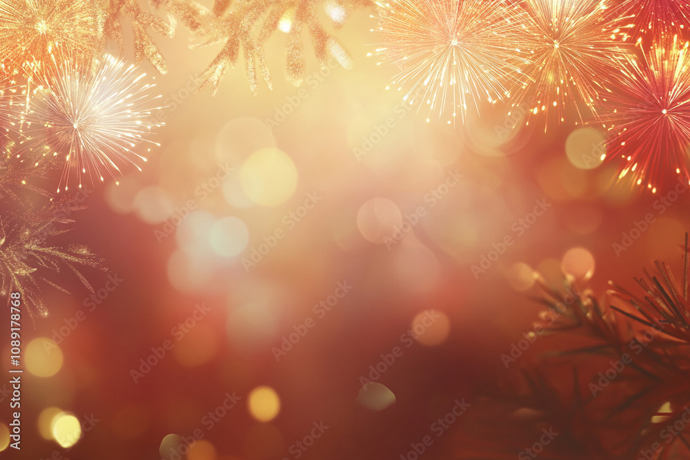 Glowing golden bokeh lights sparkle like stars on a winter night, creating a magical Christmas background Glowing golden bokeh lights sparkle like stars on a winter night, creating a magical Christmas background