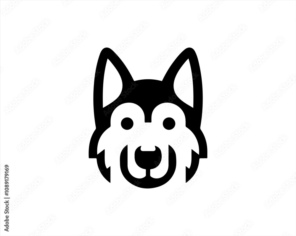 Dog head icon. Silhouette simple. Flat style. Cartoon dog face. Logo design template. Vector illustration Animal Logotype concept. 