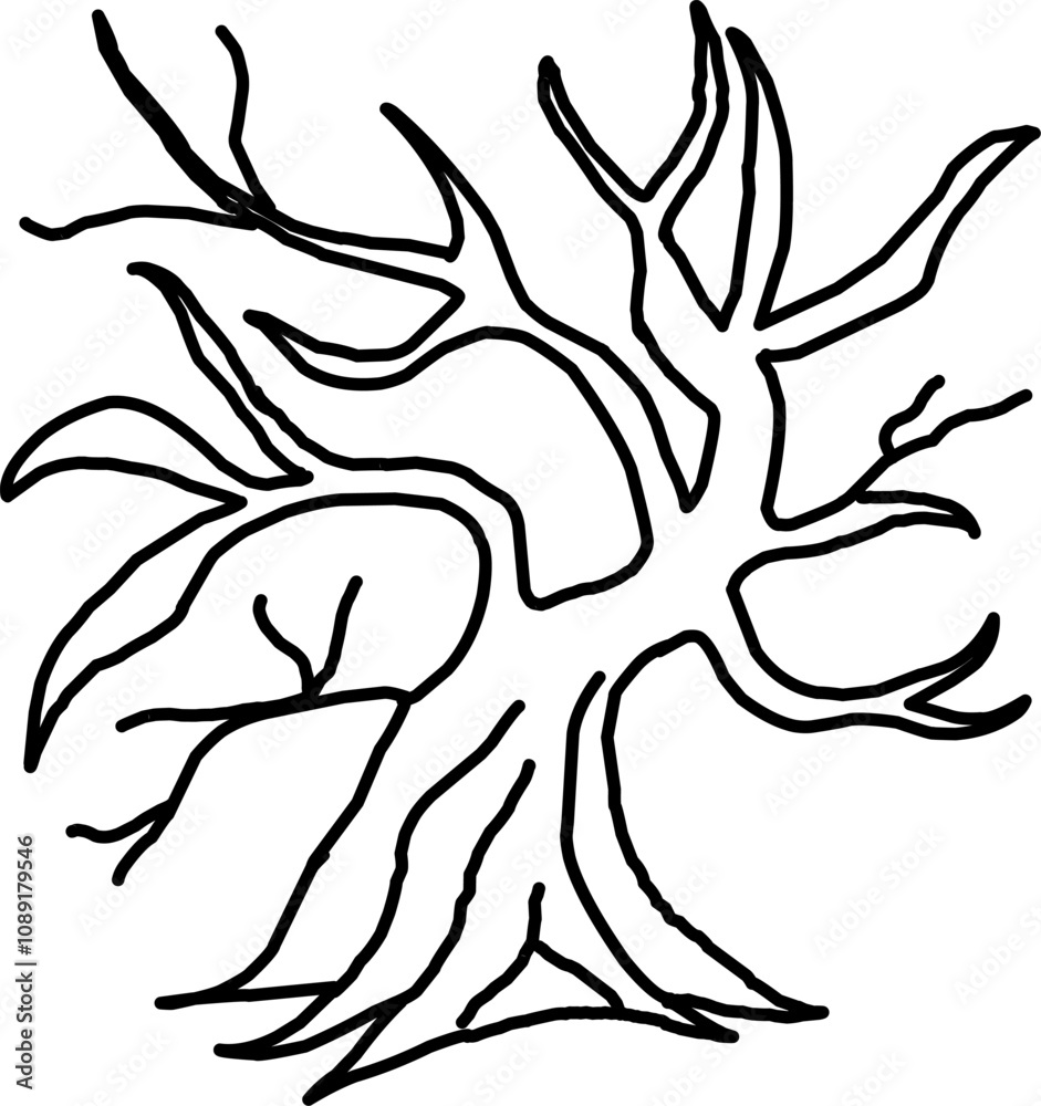silhouette of roots drawn on a white background
