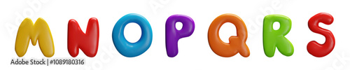 A vector set of 3d of the letters M,N,O,P,Q,R,S