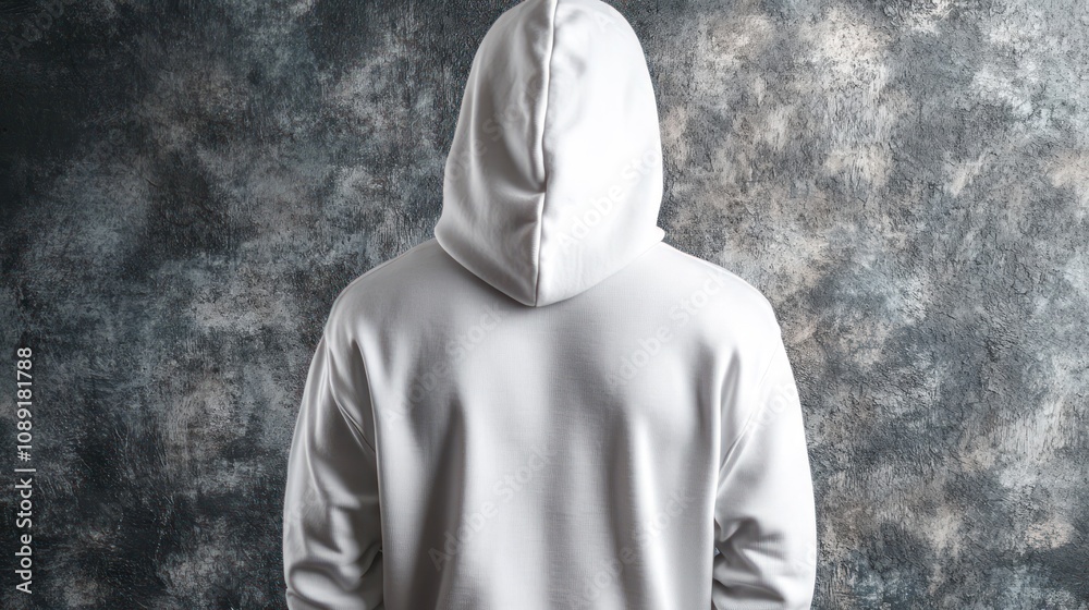 A person in a white hoodie stands against a textured background, emphasizing solitude. A person in a white hoodie stands against a textured background, emphasizing solitude.