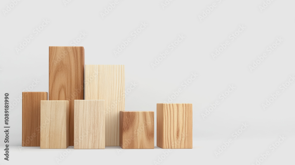 Elegant Composition of Handmade Wooden Blocks Displaying Varied Textures and Tones on a Smooth Gradient Surface for Creative Woodwork Projects Elegant Composition of Handmade Wooden Blocks Displaying Varied Textures and Tones on a Smooth Gradient Surface for Creative Woodwork Projects