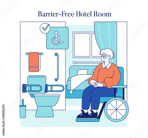 Disabled Travel. Flat Vector Illustration