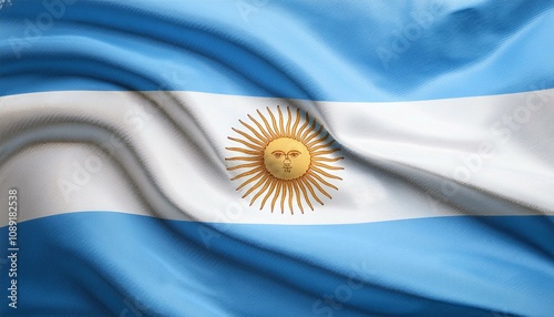 アルゼンチンの国旗(waving national flag of Argentina.)
