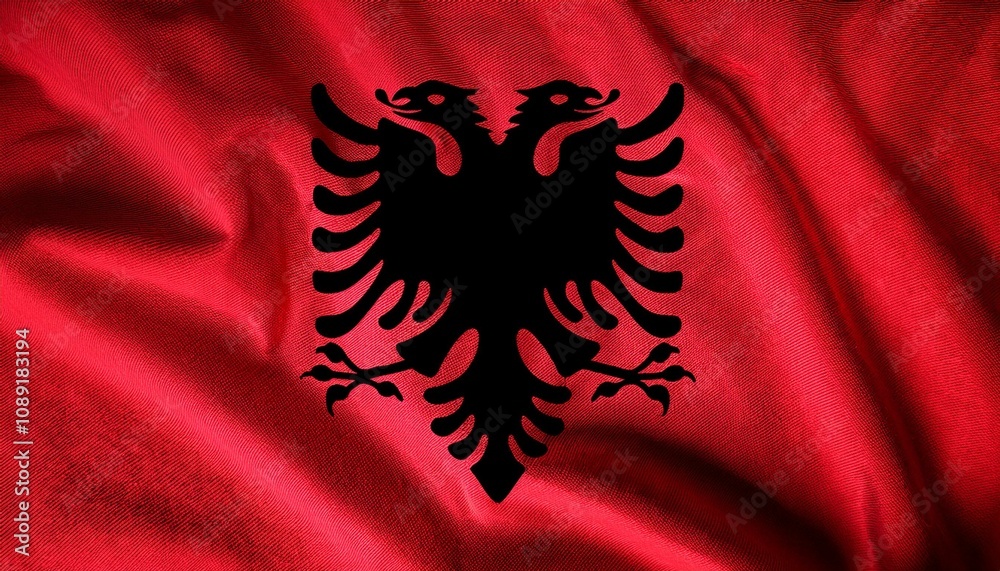 アルバニアの国旗(waving national flag of Albania.)
アルバニアの国旗(waving national flag of Albania.)