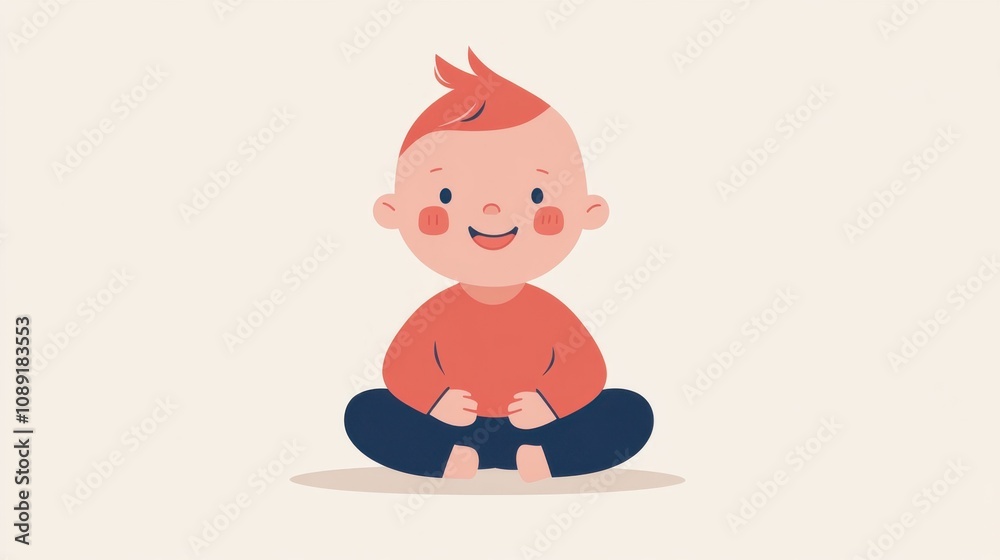Happy Infant with Bright Eyes Sitting and Posing Happy Infant with Bright Eyes Sitting and Posing