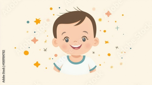 Cute Baby Smiling with Chubby Cheeks in Playful Setting