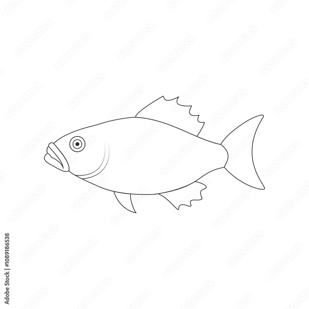 Minimalist Fish: Hand-Drawn Line Icon Illustration Minimalist Fish: Hand-Drawn Line Icon Illustration