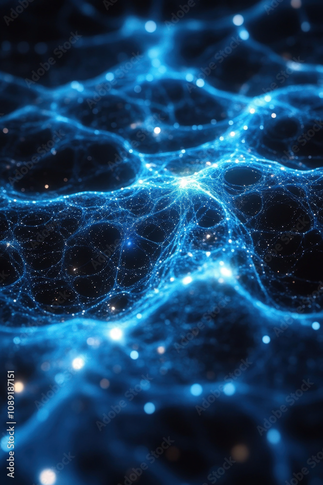 Stunning digital representation of an abstract internet network with a glow effect in neon blue and white against a black background Stunning digital representation of an abstract internet network with a glow effect in neon blue and white against a black background