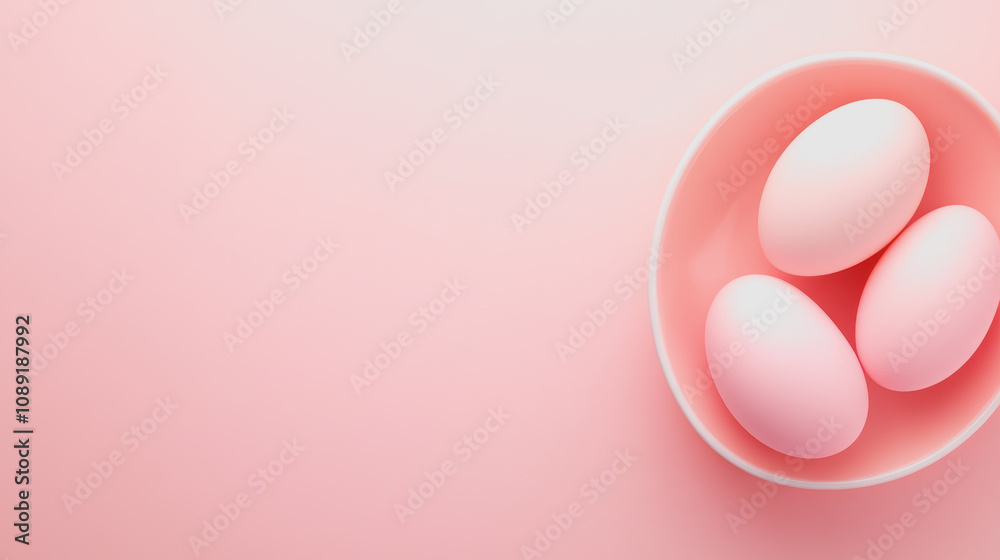 Delicate Handmade Crafts: Pastel Pink Eggs Displayed in a Smooth Bowl, Capturing the Essence of Quality and Artistic Creations in 3D Delicate Handmade Crafts: Pastel Pink Eggs Displayed in a Smooth Bowl, Capturing the Essence of Quality and Artistic Creations in 3D