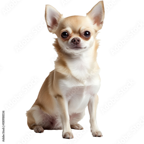 Calm chihuahua indoors with bright eyes