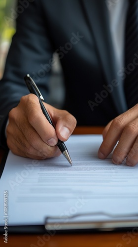  a Businessman Checking Documents Against a Checklist of Regulations, Practices, Policies, Rules, and Terms, Highlighting Corporate Governance and Financial Elements, Enhanced with Design Features for