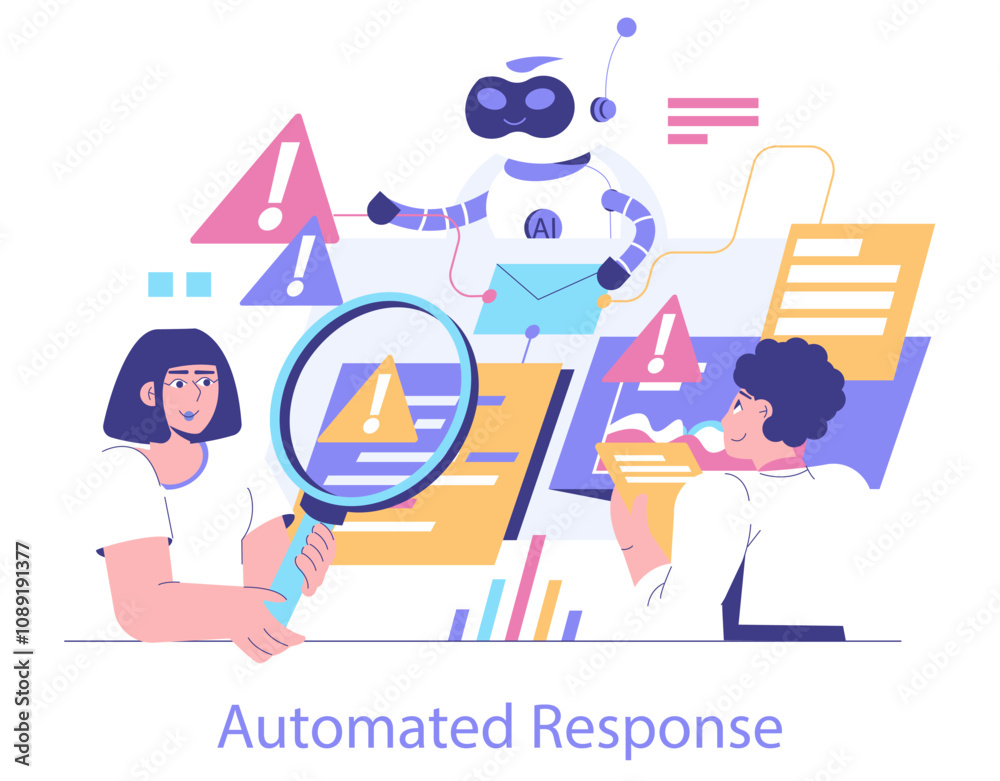AI Cybersecurity. Flat Vector Illustration AI Cybersecurity. Flat Vector Illustration