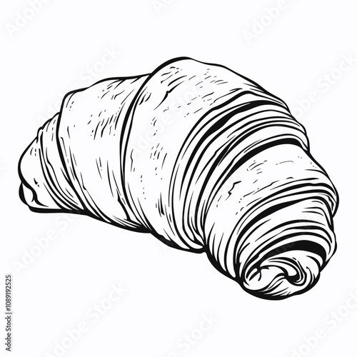 Outline croissant icon. Vector black hand drawn vintage engraving isolated on white background
