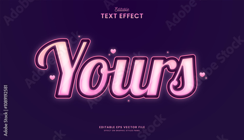 decorative pink neon editable text effect design