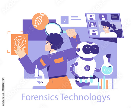 Forensics Technologys. Flat Vector Illustration