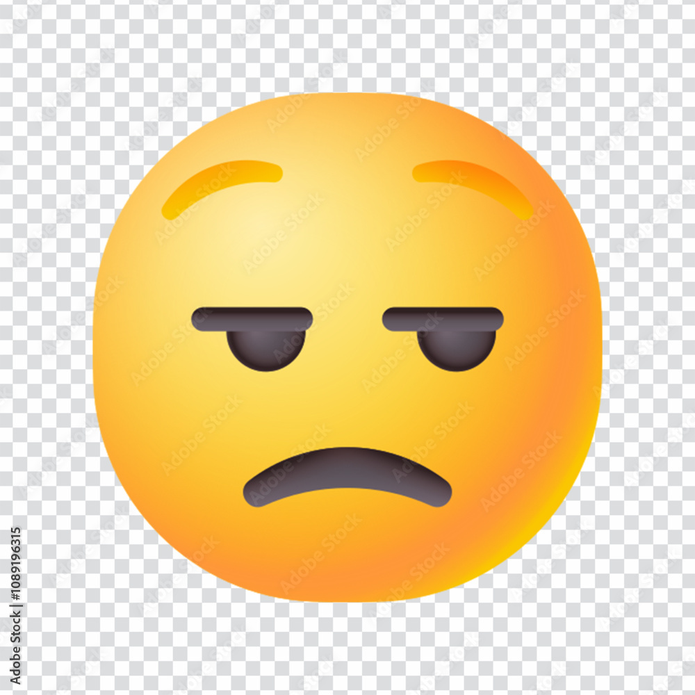 Obraz premium Clean and expressive vector icon showing an irritated or annoyed facial expression. Represents mild frustration, impatience, or emotional discomfort. Ideal for UX reaction packs, emotional expression