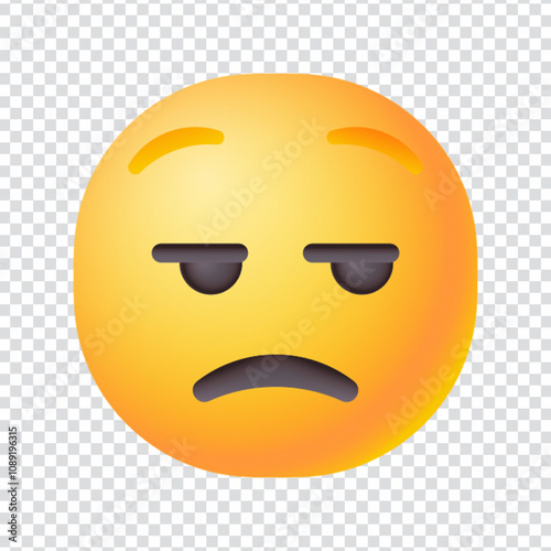  Clean and expressive vector icon showing an irritated or annoyed facial expression. Represents mild frustration, impatience, or emotional discomfort. Ideal for UX reaction packs, emotional expression