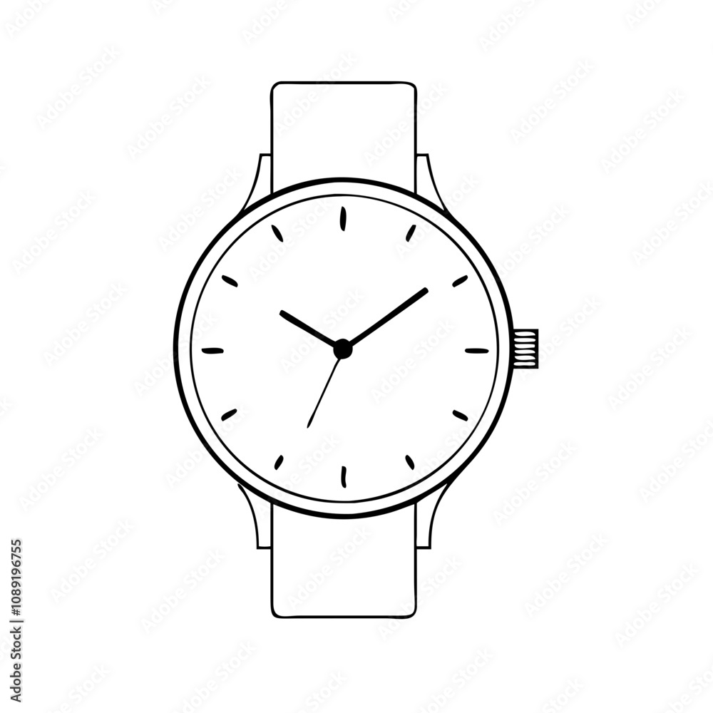 Black Flat Classic Wristwatch Icon: A high-resolution, elegantly simple vector icon representing a classic wristwatch. This icon features a timeless design with a round face and traditional watch hand Black Flat Classic Wristwatch Icon: A high-resolution, elegantly simple vector icon representing a classic wristwatch. This icon features a timeless design with a round face and traditional watch hand