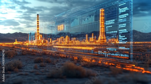 Holographic visualization of a solar thermal power plant with advanced technology