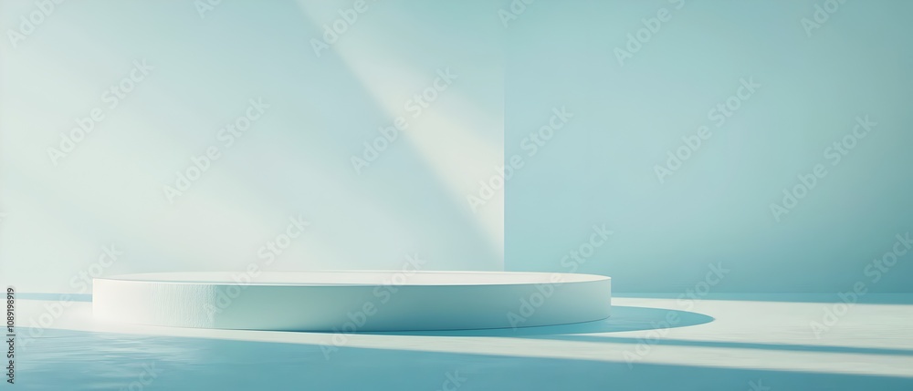 Serene Blue Room: Minimalist interior design, showcasing a clean, light blue room with subtle lighting. Perfect for product displays or showcasing a sense of calm. Serene Blue Room: Minimalist interior design, showcasing a clean, light blue room with subtle lighting. Perfect for product displays or showcasing a sense of calm.