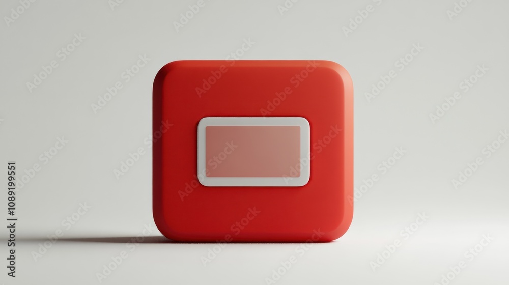 A simple red box with a rectangular inset, possibly a button or control panel design.