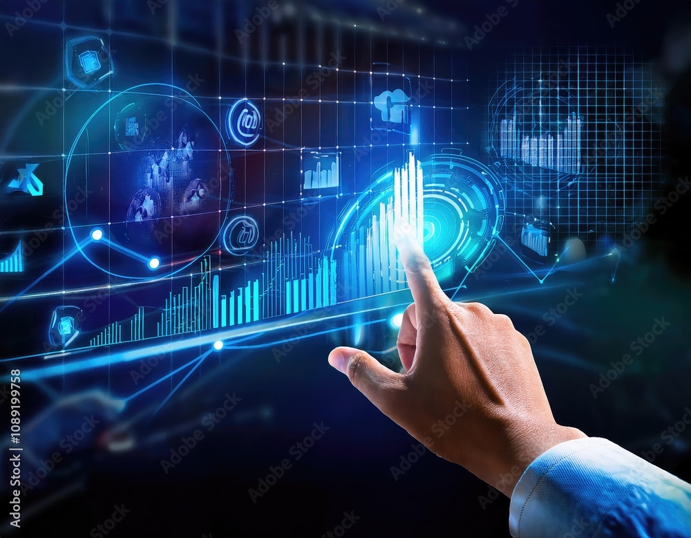 Businessman analyzing growth graph to enhance sales and achieve financial goals. Generated with AI Businessman analyzing growth graph to enhance sales and achieve financial goals. Generated with AI